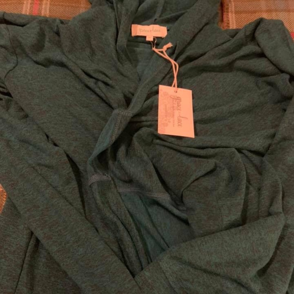 Grace and Lace Teal Snow Day Pullover